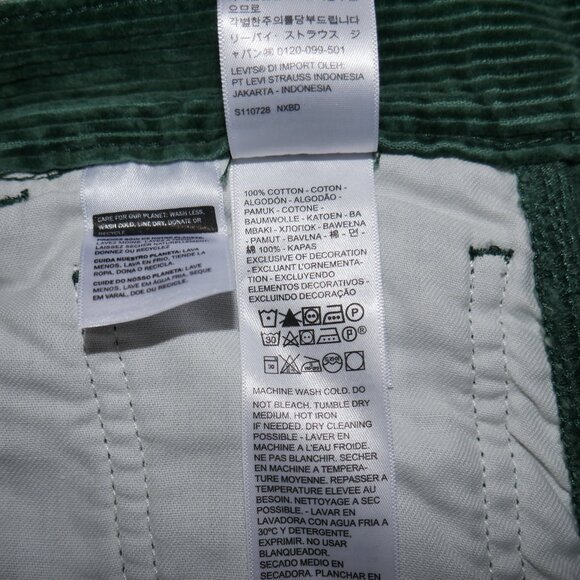 Levis 568 Loose Fit Corduroy Carpenter Pants Mens 30x30 Green Y2K Skater Utility - Picture 14 of 16